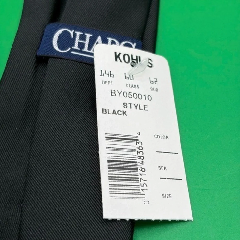 Chaps Solid Black Neck Tie Teen School Formal Dress Classic Basic Boys Youth NWT